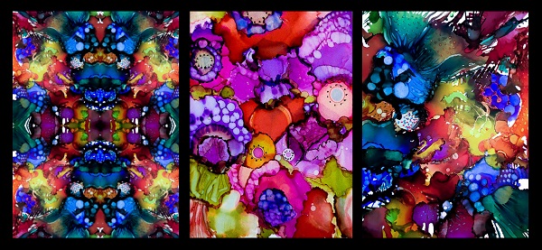 Examples of Amy's Alcohol Ink Art.